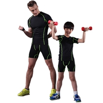 Childrens sports tights set Boys short sleeve t-shirt running fitness quick-dry basketball base suit football elasticity