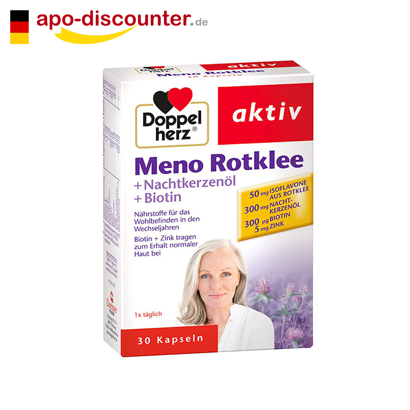 Doppelherz/双心 红三叶草+月见草油+生物素胶囊 30粒 德国直邮