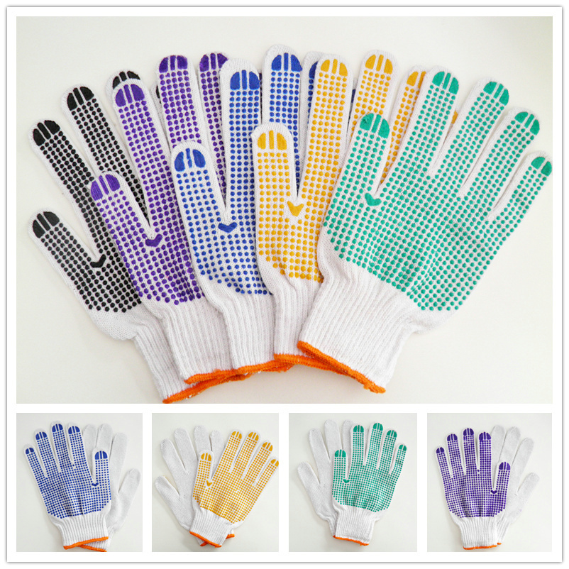 Bead gloves pure cotton thread work labor protection wear-resistant non-slip operation driver male hanging rubber gloves