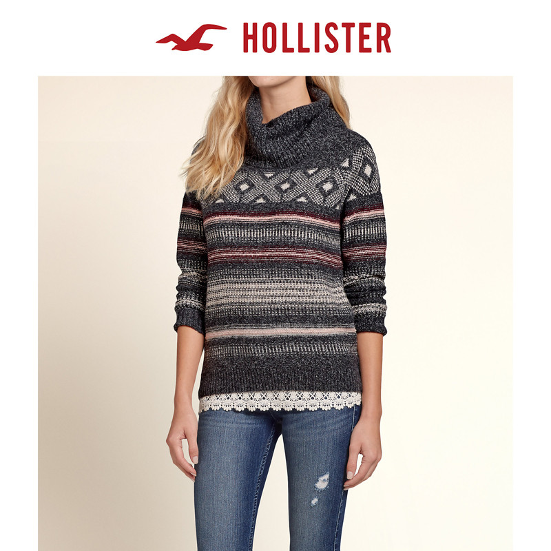 Hollister 图案重褶毛线衫 女 100723