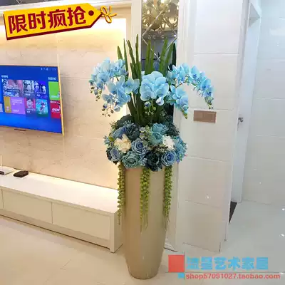 Fiberglass floor vase simulation plug fake floral set living room Mall hotel European modern decoration decoration