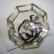  High-end wedding flower box Octagonal immortalized flower glass jewelry box Valentines Day gift box Cake decoration