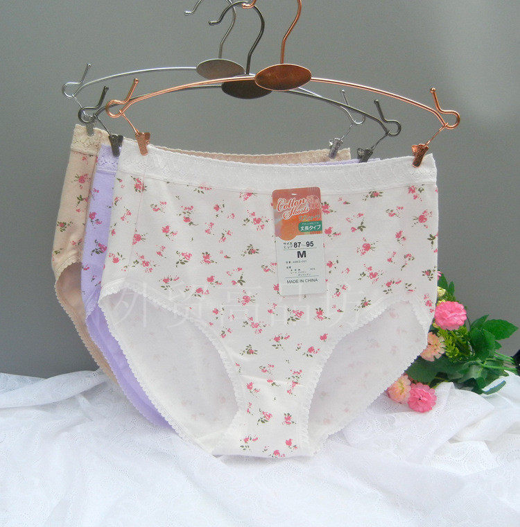 Foreign trade original single-tailed single-day single cotton ladies underwear printed high waist mother fat MM plus fat plus size