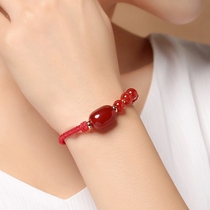 Pure jewelry The year of life red Agate transfer beads bracelet National wind hand rope Simple female fashion hand string hand ornaments