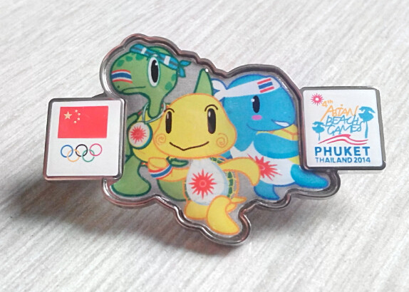 2014 Phuket Beach Games Badge of Thailand Mascot Badge of China Olympic Committee NOC Badge