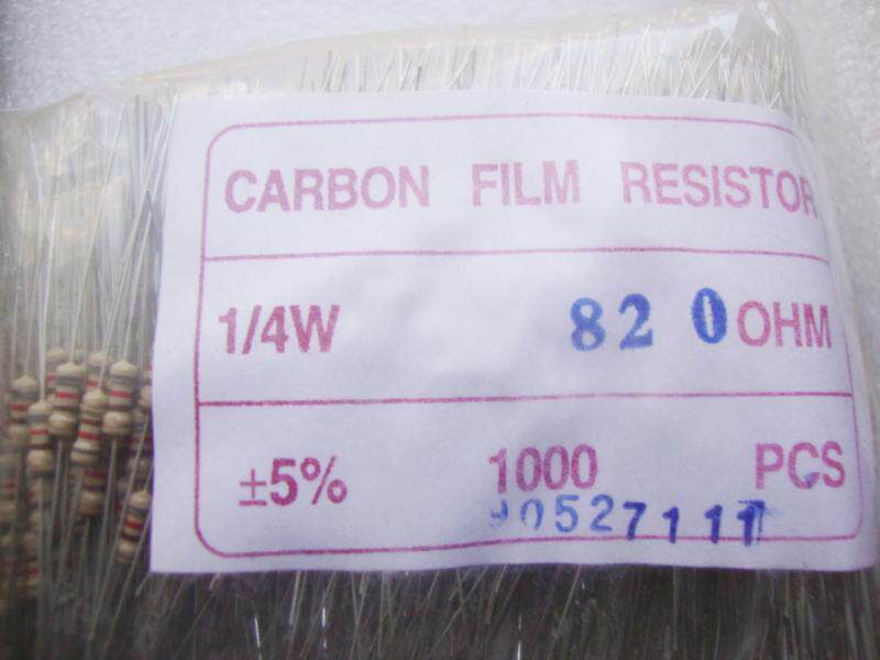 Electric Bike Charger Easy To Break New Original Packaging Carbon Film Color Ring Resistance 1 4W 820R Fine Density 5% Whole Pack 5 Yuan