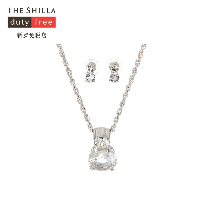 [新罗免税店]SWAROVSKI/施华洛世奇 银色双钻项链耳钉套装1807339