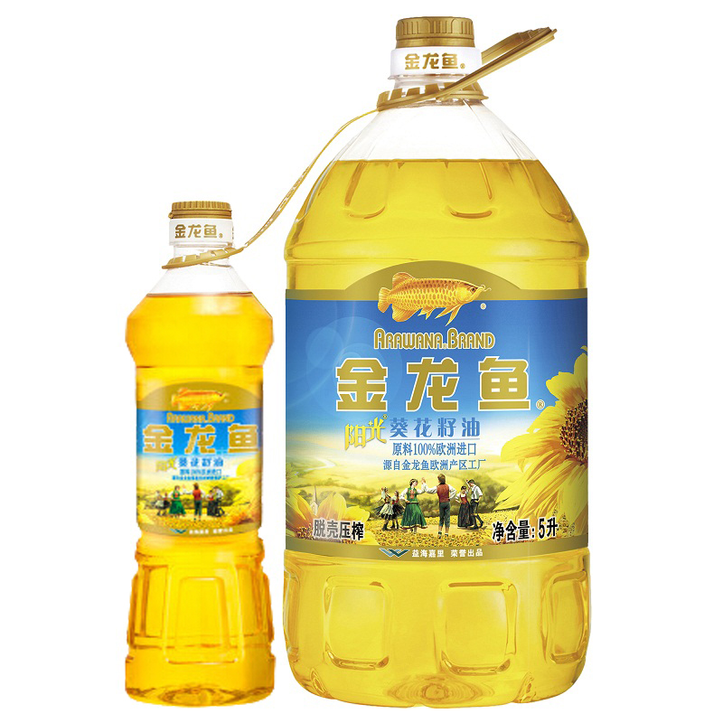 【天猫超市】金龙鱼 阳光葵花籽油5L  赠送小油 脱壳压榨
