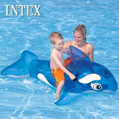 American INTEX58523 transparent blue whale Mount water riding floating drain water toy inflatable seat