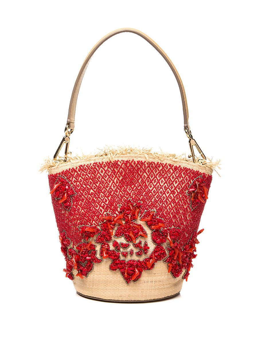 Dolce&Gabbana 米色拼红色饰珠装饰肩包