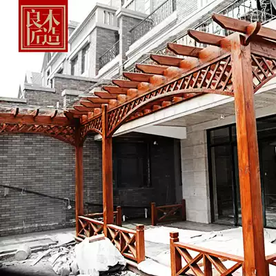 Anticorrosive Wood grape rack carbonized wood grape rack outdoor grape rack Pavilion grape rack courtyard