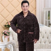 Mùa đông trung niên nam san hô nhung ba lớp đồ lót độn bông kích thước lớn flannel dịch vụ nhà để gửi cha