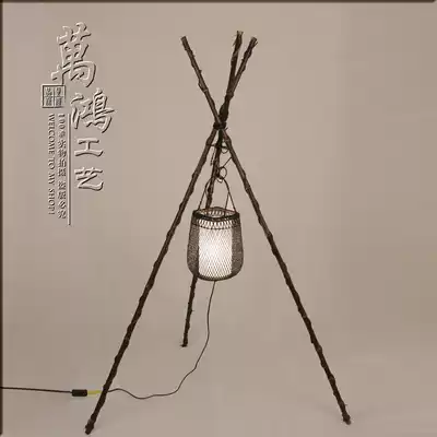Wild fun original bamboo lamp New Chinese floor lamp Living room study creative classical bamboo lamp Natural safety