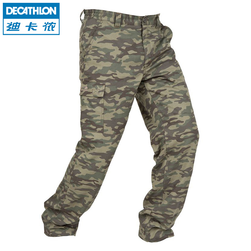迪卡侬 迷彩长裤 摇粒绒衬里 耐磨材料 多口袋工装裤 SOLOGNAC