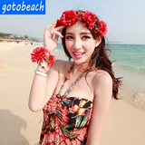 Ободок, аксессуар для волос, браслет, пляжное платье, стиль бохо, в цветочек