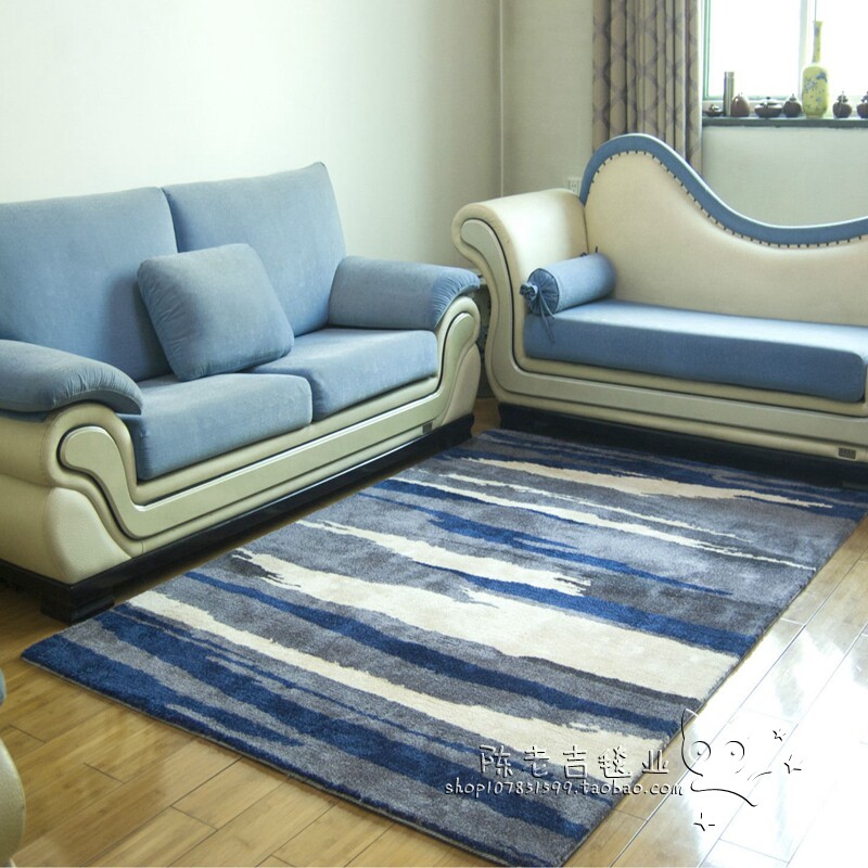 European blue Mediterranean abstract handmade acrylic carpet living room coffee table bedroom bedside full carpet