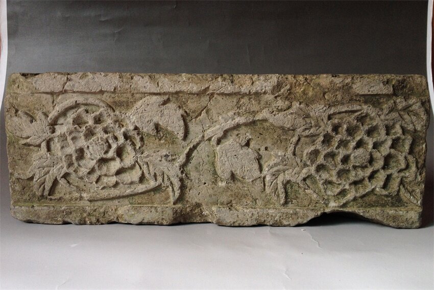 The Ming Dynasty Carved Flowers of Fou Peony Brick Sculpture Large Open Door Old Objects Ancient Play Antique Collection of the Fidelity Pao