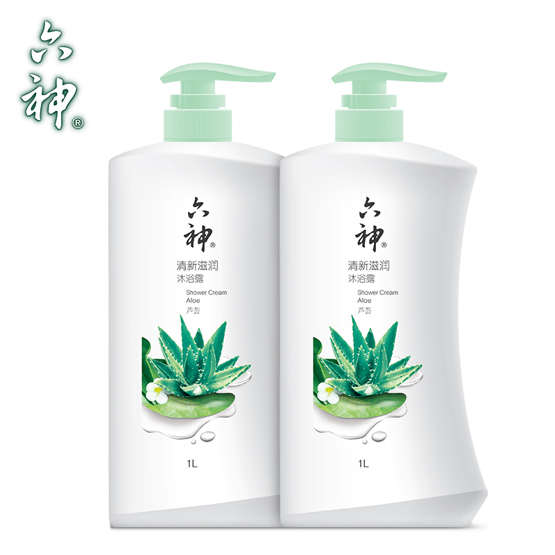 【品牌直销】六神清新滋润沐浴露(芦荟精华) 沐浴乳乳1L*2滋润