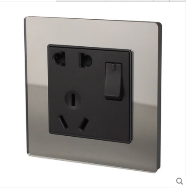 Bay Bridge A8-013 1 2 10U5 acrylic mirror black open double-cut five-hole socket 23 plug switch