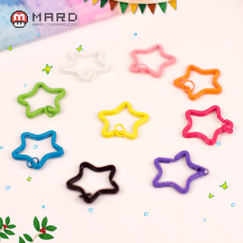 MARD Collared Bean Metal Coated Key Ring Pentagram Keyring Color Fun App accessories