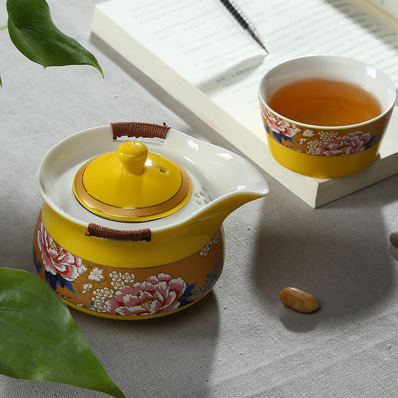 Friend is ceramic tea set crack cup travel a pot of a portable kung fu tea set prosperous day