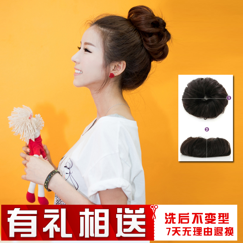 波丝弯 假发发圈 皮筋发包丸子头花苞真发 女生盘发圈包邮