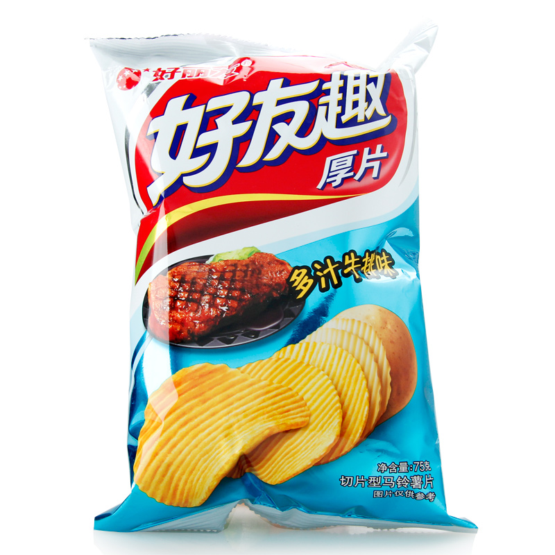 【天猫超市】好丽友 好友趣切片型马铃薯片（多汁牛排味）75g/包