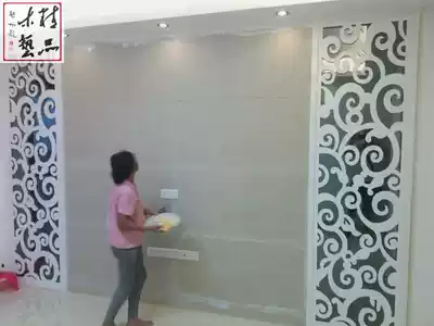 Customized density board through board solid wood flower grid solid wood carved background wall porch partition solid wood screen