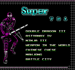 There are 6 games including the 8-bit FC game card selection menu screen and blessing message