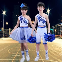 Ngày mới của trẻ em Trang phục đội cổ vũ cho trẻ em Trang phục biểu diễn sứ màu xanh và trắng Thể dục nhịp điệu Thể dục dụng cụ đội cổ vũ Trang phục biểu diễn áo trẻ em