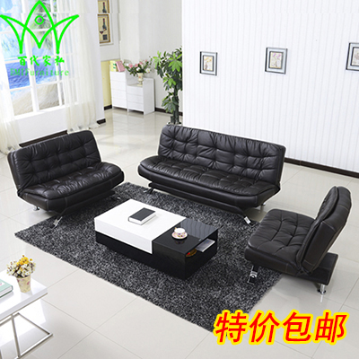 Office sofa tea table Composition minimalist modern guests reception lounge multifunction trio with genuine leather sofa bed
