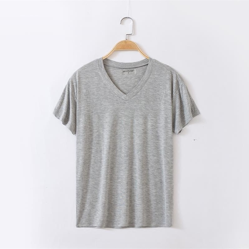 Mùa xuân / hè V-cổ eda mens T-shirt nhà giản dị áo lỏng lẻo trung niên cha đồ ​​ngủ Mordale đầu tăng kích thước.