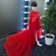 Cô gái catwalk dạ hội váy công chúa váy con chủ trang phục piano hoa cô gái đám cưới phồng màu đỏ