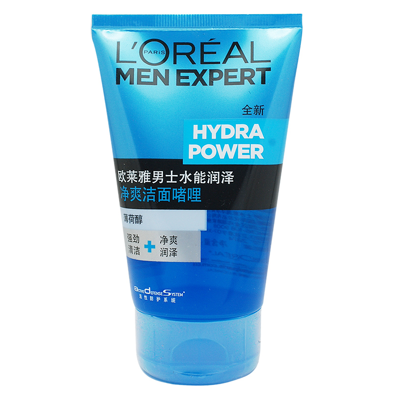 专柜正品欧莱雅男士水能润泽净爽洁面啫喱100ml124泡沫补水保湿清