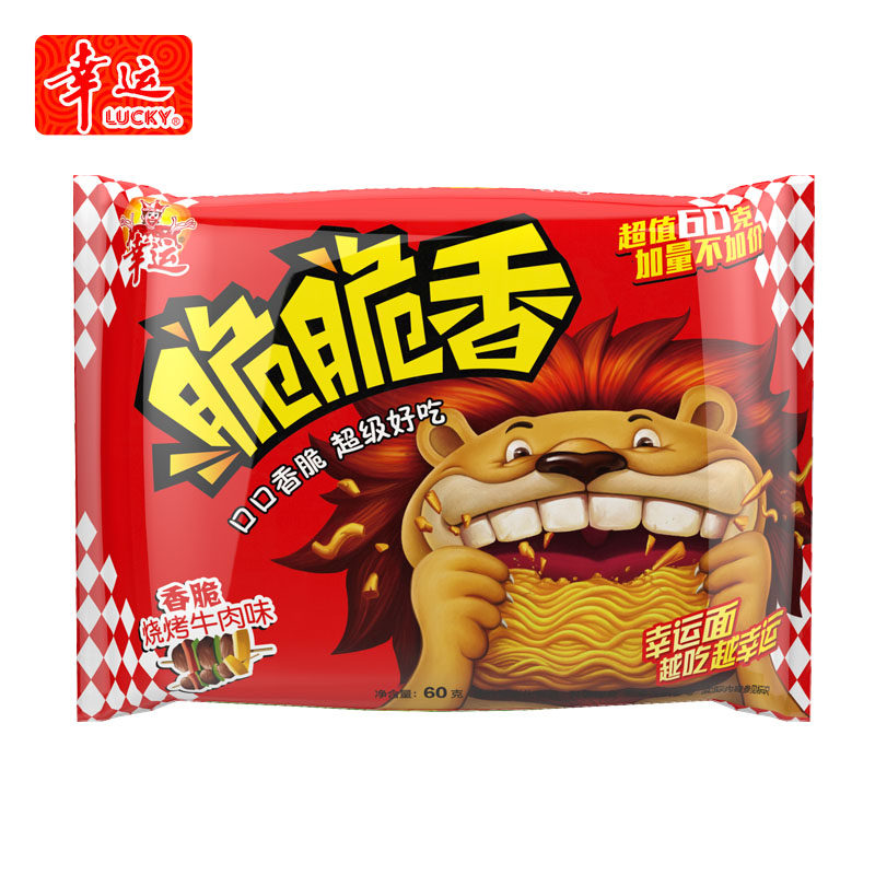 【天猫超市】幸运方便面脆脆香烧烤牛肉味60g 干脆面 新装上市