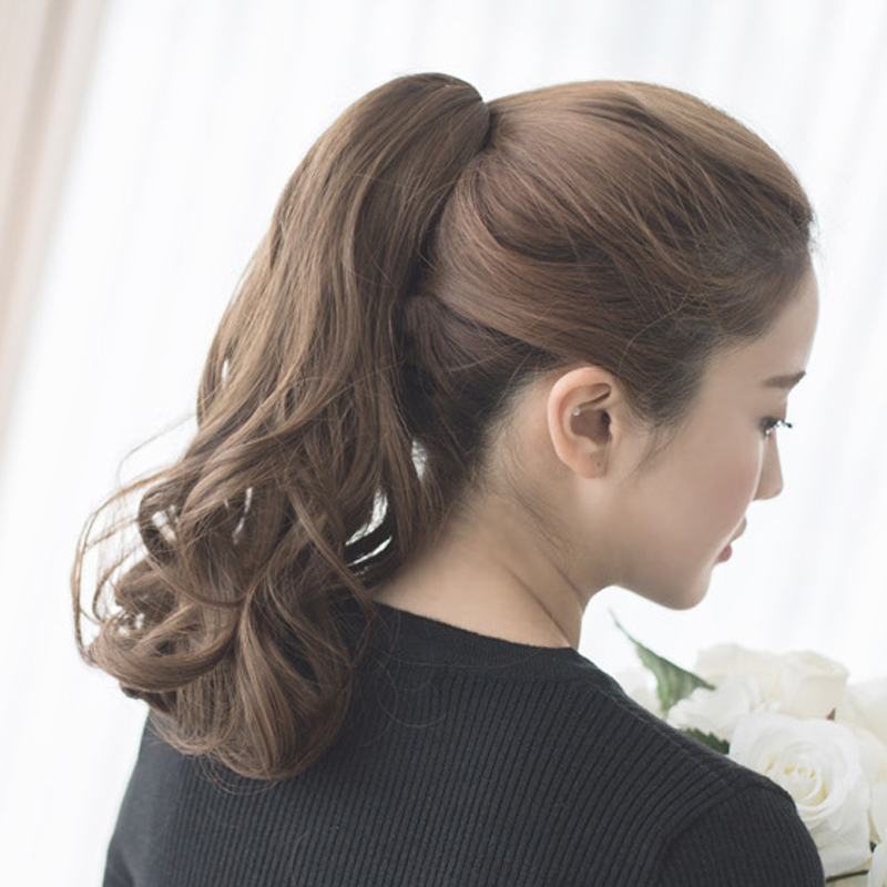 假发女士长卷发绑带式梨花假发马尾大波浪逼真中长短款假马尾
