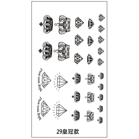10张包邮 纹身贴女男士 持久防水仿真花臂手臂刺青图腾（皇冠款）