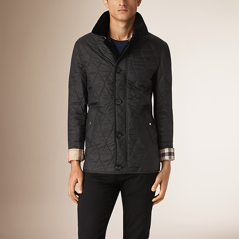 BURBERRY/博柏利格纹装饰灯芯绒衣领绗缝夹克 39963651