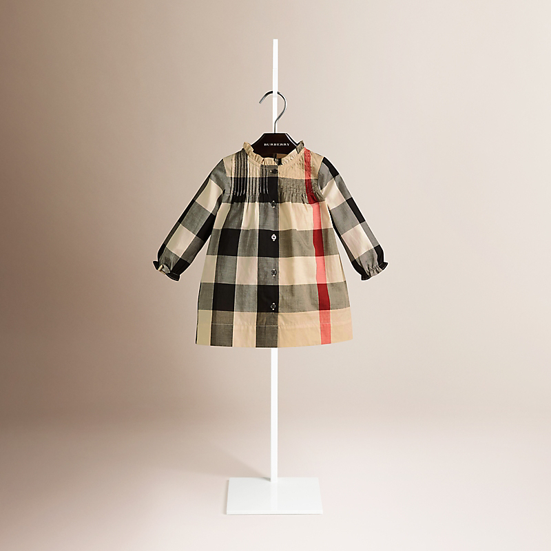 Burberry博柏利 格纹褶饰棉质连衣裙 39980851