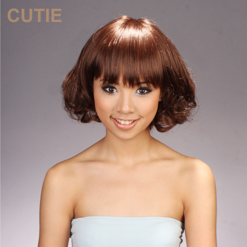 Cuddling Drop Wig Full Top High Temperature Silk Fashion Short Hair Girls Fluffy Sloped Haybobo Head Real Pat Wave Head