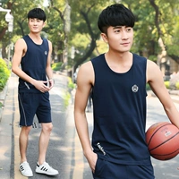 Bộ đồ thể thao nam mùa hè không tay vest áo thun quần short phần bóng rổ mặc giản dị cotton thoáng khí quần áo chạy - Thể thao sau bộ thể thao mùa hè