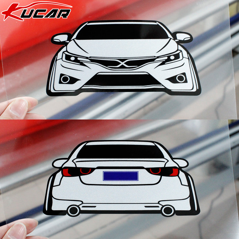 Car decoration stickers creative personality rear car silhouette Toyota Reizhi modified to lie low rear glass with license plate stickers