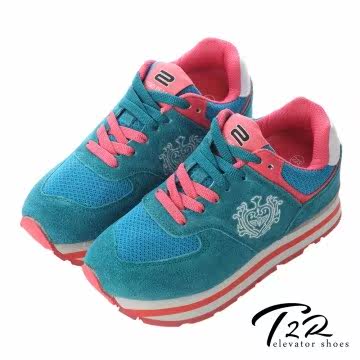 台湾官网直邮进口【T2R】厚底盾牌休闲内增高鞋 ↑8cm 绿(5600-01