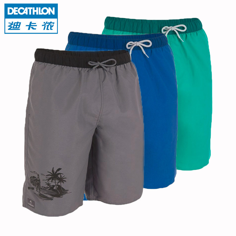 迪卡侬 冲浪运动 男士冲浪人印花沙滩裤 户外速干短裤 TRIBORD