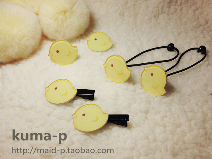 (Small Pの handmade) Exclusive original exciting little yellow chicken hair ring hairpin ring brooch