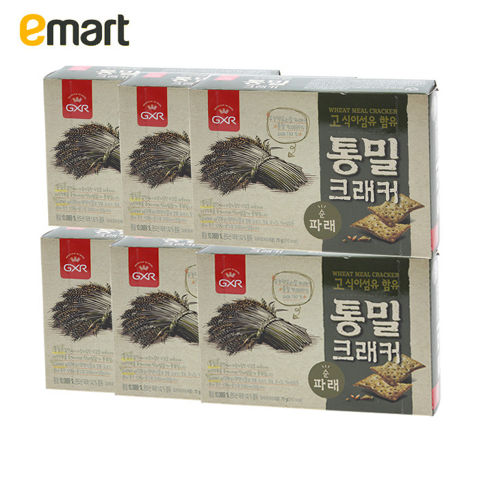 EMART易买得 韩国进口GXR低卡海苔味饼干70g*6 无糖全麦饼干