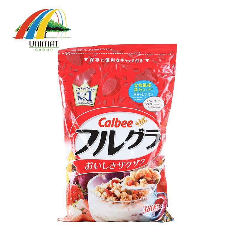 日本发卡乐比calbee 水果颗粒果仁谷物麦片380g袋装