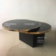 phòng mô hình kỹ thuật đồ nội thất bằng kim loại sơn Titanium vòng bảng cà phê xoay bàn cà phê kính hậu hiện đại - Bàn trà bàn góc sofa Bàn trà
