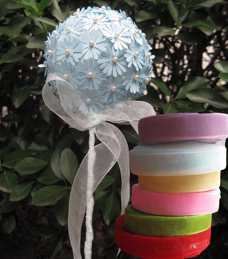 Ribbon ribbon transparent decorative snow gauze belt diy handmade material flower ball gift wrapping cloth glitter 1CM2 ribbon