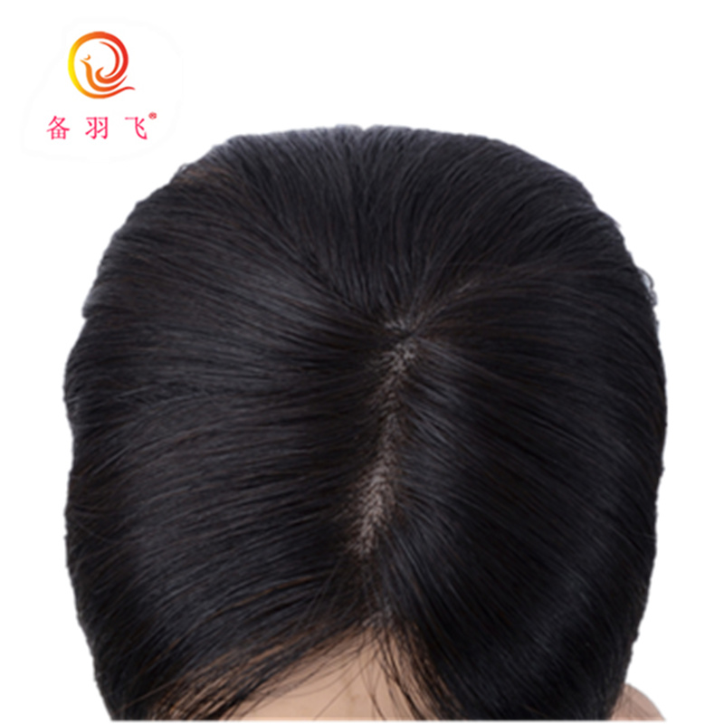 备羽飞 真发头顶补发块 男女手钩织补发中分齐斜刘海发片 女假发
